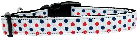 Patriotic Polka Dots Nylon Dog Collar Large